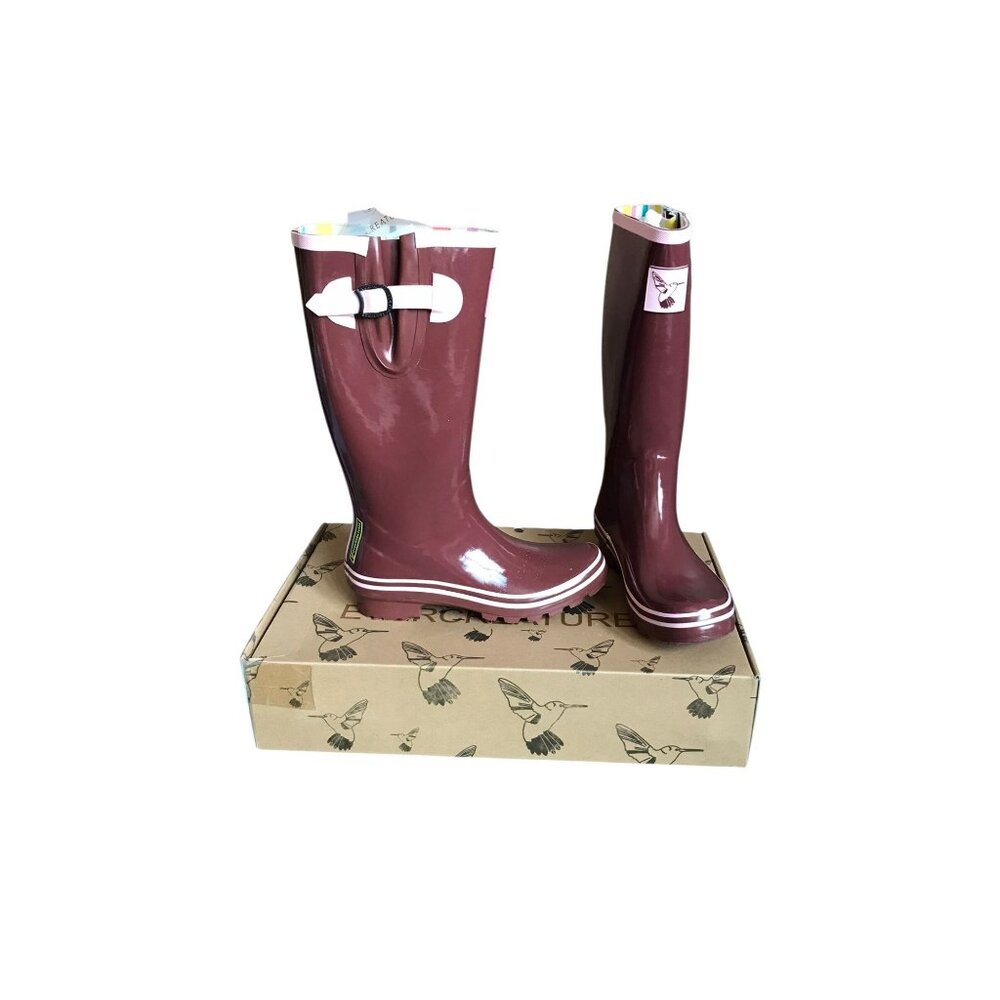 NIB EverCreatures Burgundy and Pink Rain Boots